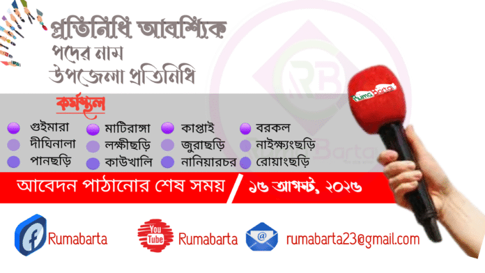উপজেলা প্রতিনিধি আবশ্যিক
